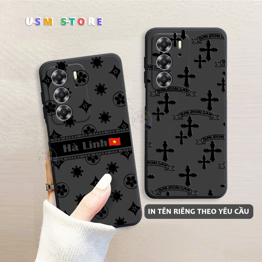 เคส Oppo Realme C75 / Realme C75X / Realme V70/ Realme V70s / Realme C73 ไขว้พร้อมพิมพ์ชื่อส่วนตัว