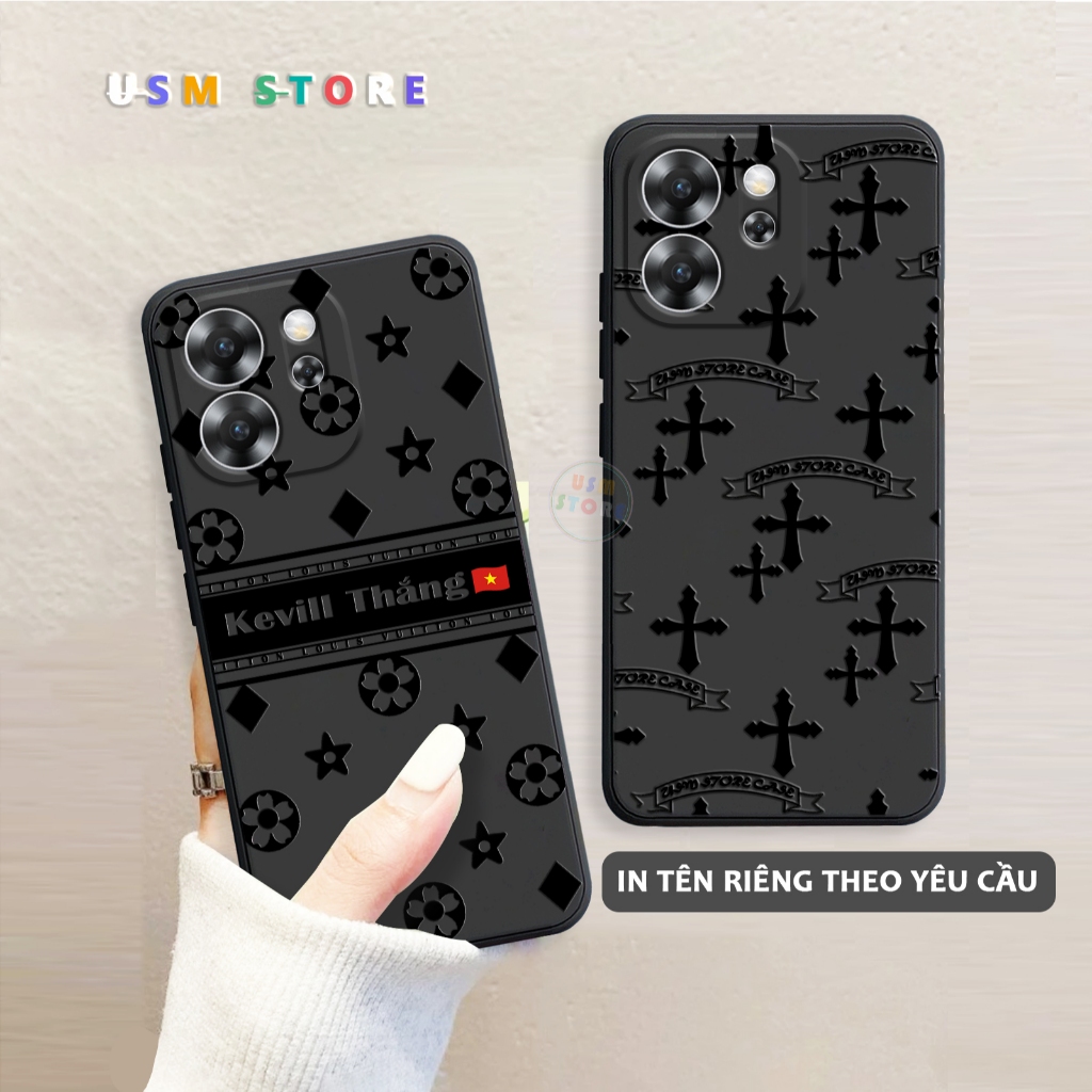 เคส Oppo Reno 13F / Reno 13 FS / Reno 14F ไขว้พร้อมพิมพ์ชื่อส่วนตัว