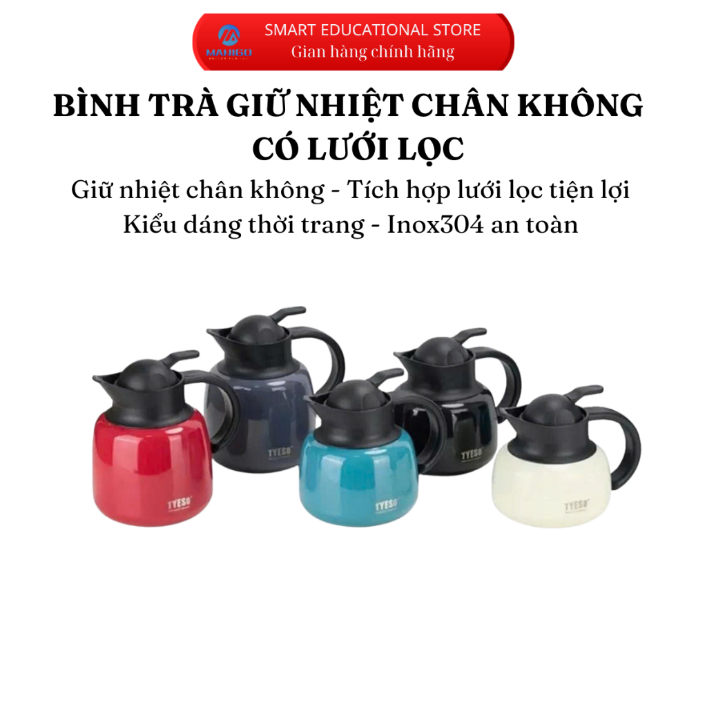 TYESO กาต้มน้ําชา กระติกน้ําร้อน หม้อชา 1000ml พร้อมที่กรองชาแท้ TS-8875 TS-8876 TS-8877
