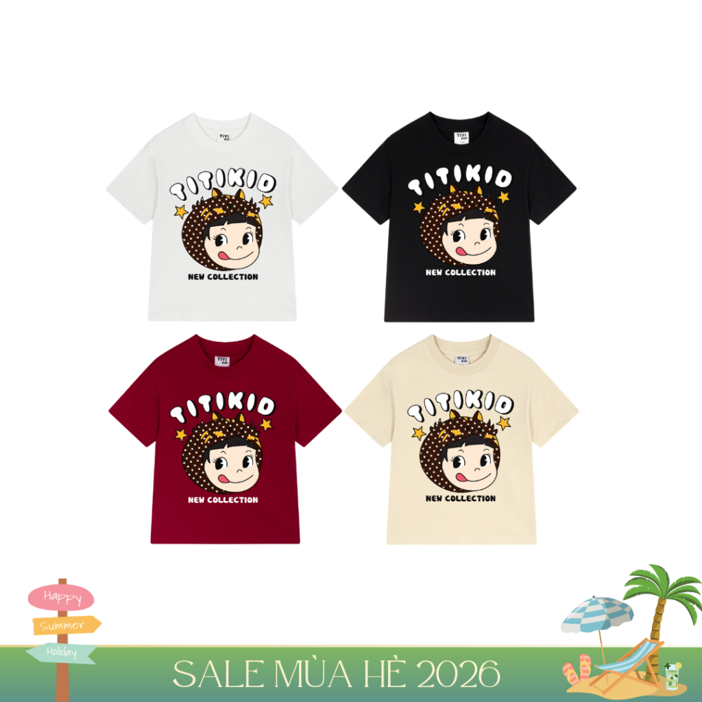 T-Shirt - SMILE FACE - เสื้อยืดแขนสั้นสําหรับเด็ก ผ้าคอตตอนเนื้อนุ่มและเท่ - TTK54