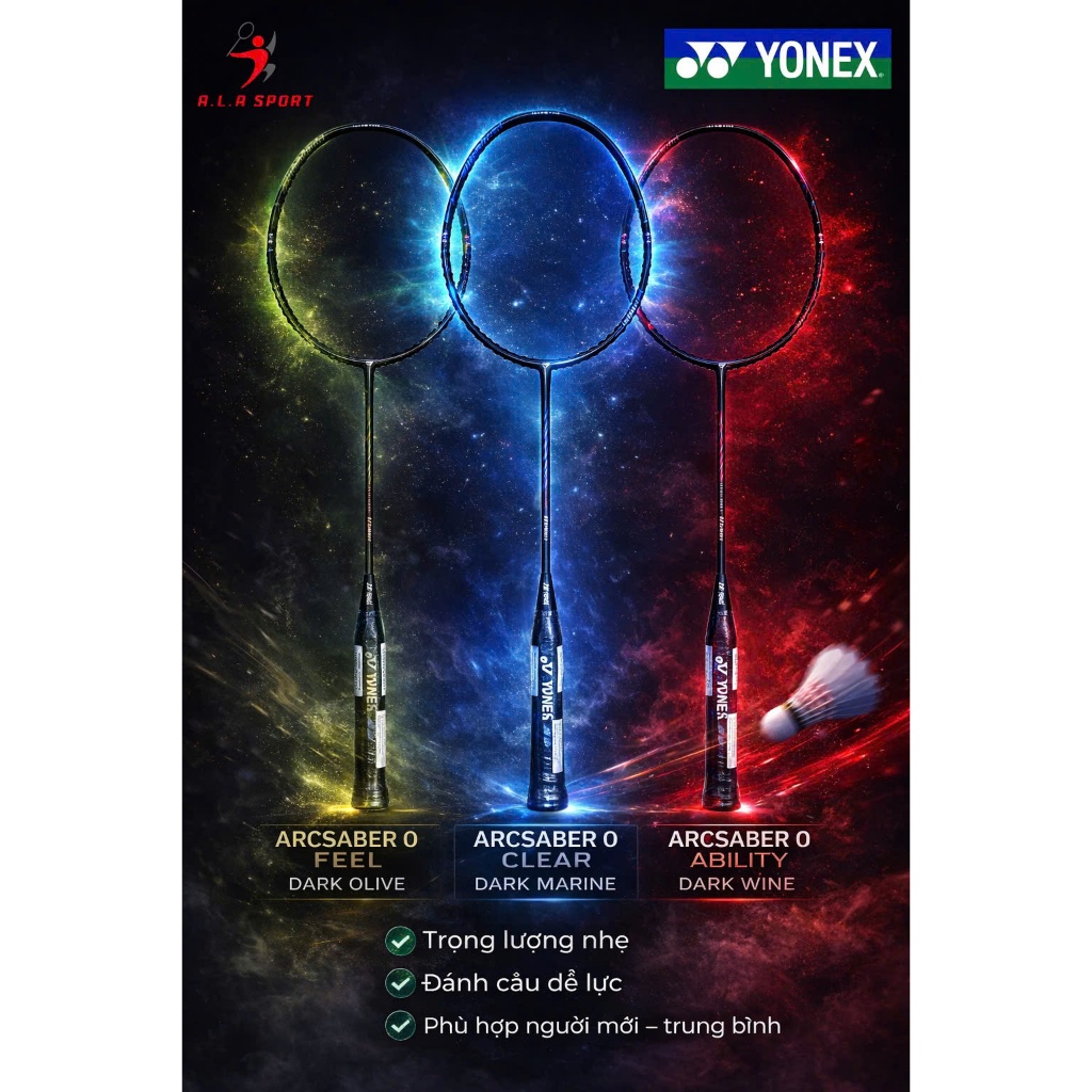 ไม้แบดมินตัน Yonex ของแท้ ไม้แบดมินตัน YONEX ARCSABER 0 ABILITY - CLEAR - FEEL
