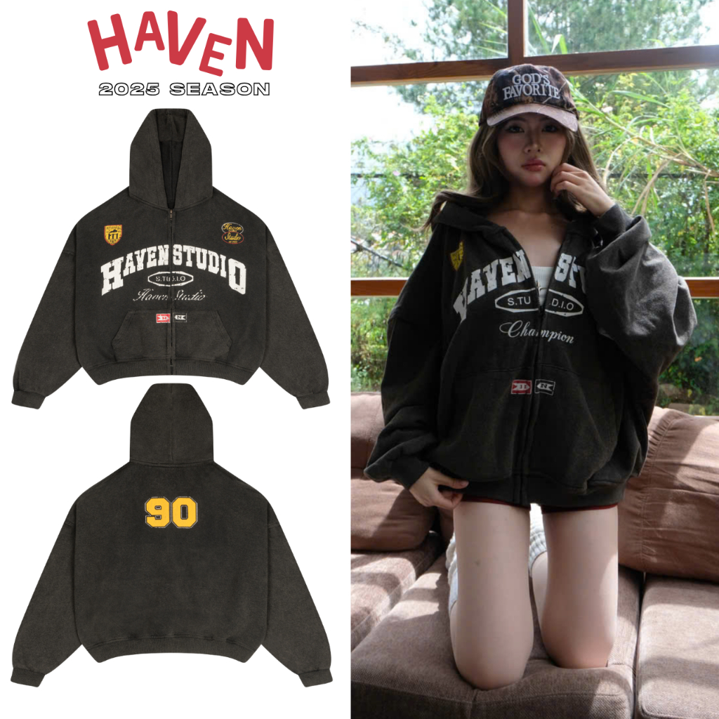 Wash Haven Studio เสื้อแจ็คเก็ตมีฮู้ดสําหรับผู้ชายและผู้หญิง แบบกล่อง ผ้าสักหลาดปูสีน้ําเงินสีดําและ