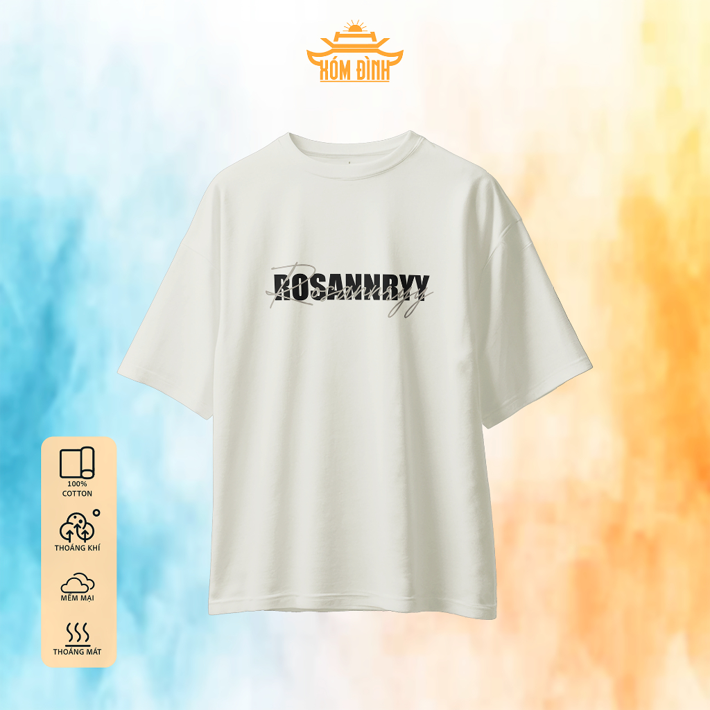 เสื้อยืด Format ทรงหลวมสําหรับผู้ชายและผู้หญิง | Unisex OverSize Xom Dinh | ผ้าคอตตอนพิมพ์ลาย - โรเซ