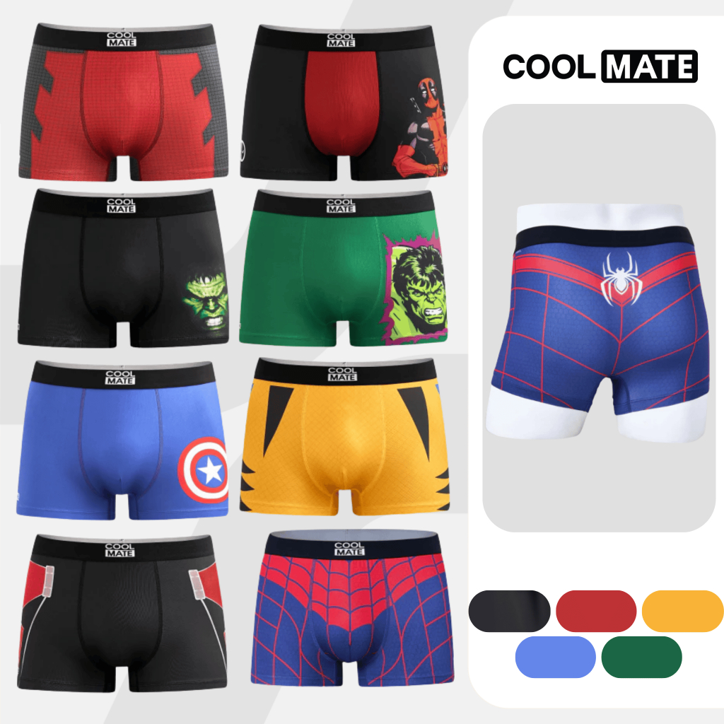 [GIVE 1 SOCK]ชุดชั้นในชาย Marvel Trunk Spiderman, Captain America, Ant man, Hulk, Spiderman Coolmate ชุดชั้นใน