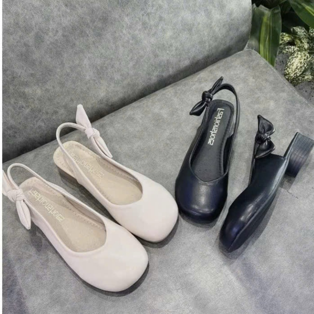 [FORM TO] รองเท้าตุ๊กตาผู้หญิง รองเท้าเลดี้ Round Toe Slingback 3P Open Heel Back Strap กระต่ายน่ารั