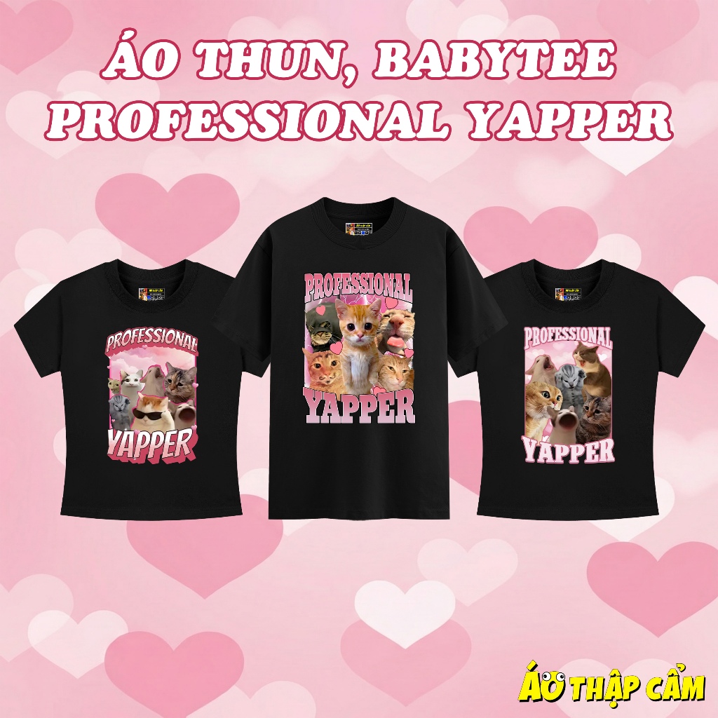 [GOOD FABRIC] Baby Tee Professional Yapper Synthetic Cute Funny Cat Cotton 250Gsm