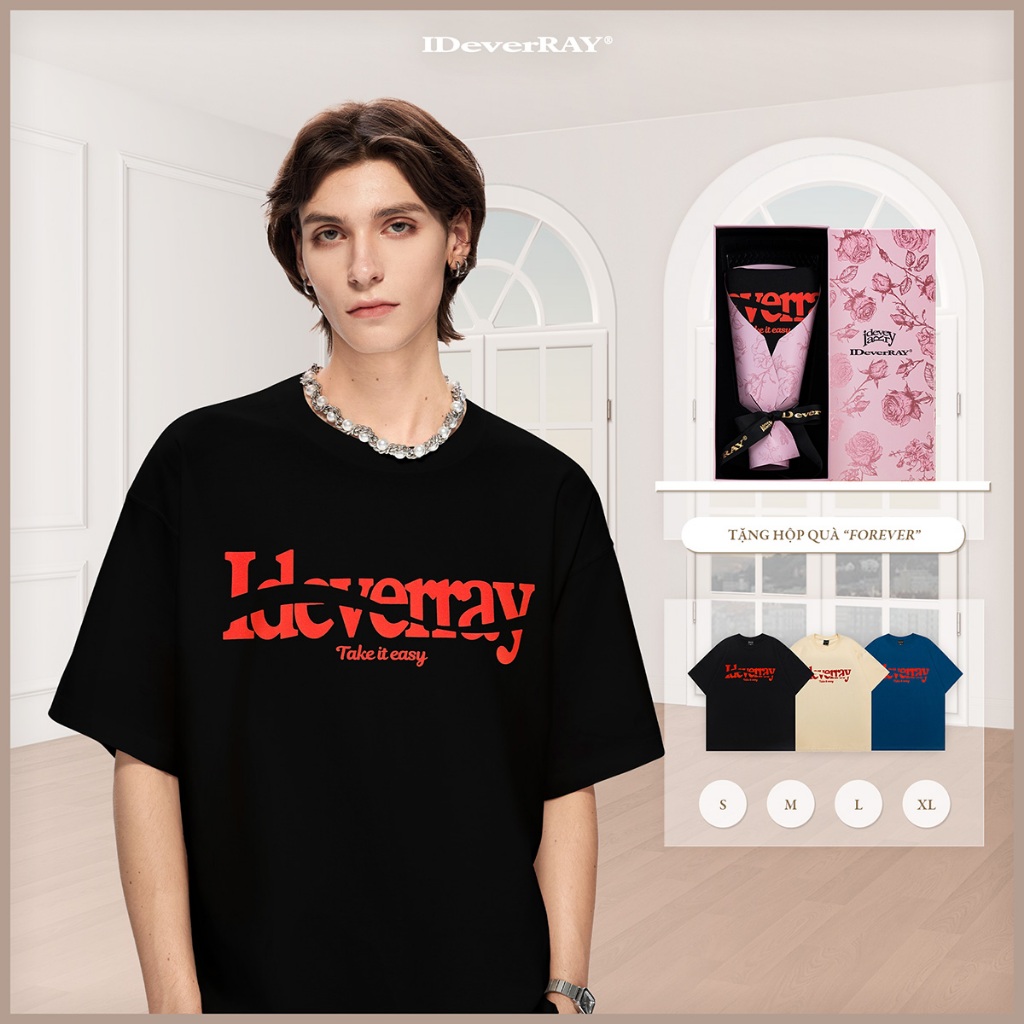 [FOREVER FLOWER BOX] เสื้อยืด unisex คุณภาพสูงของแท้ IDeverRAY MetroCoture ผ้าฝ้าย 260gsm 21MSL-TM78