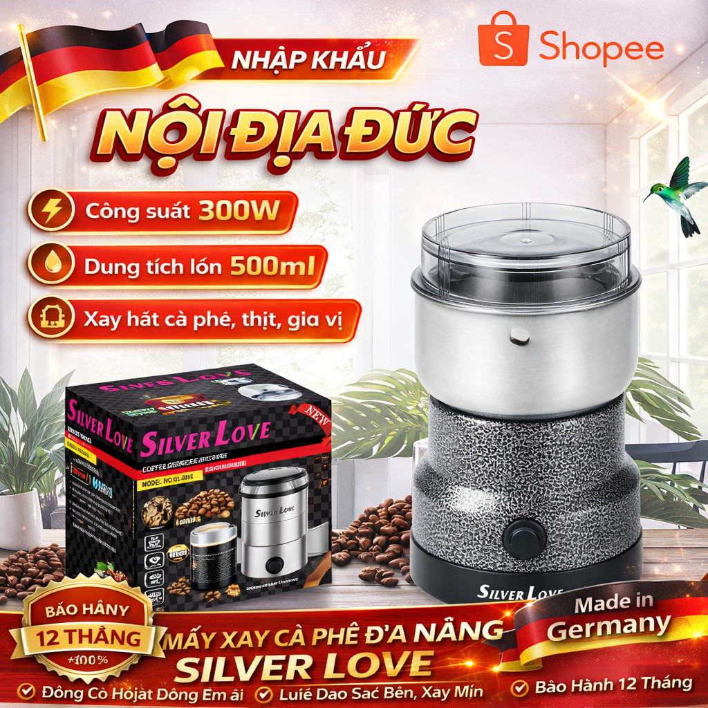 SILVER LOVE QL-001G เครื่องบดกาแฟ – 300W – เครื่องบดสําหรับเมล็ด, เครื่องเทศ, CEREALS – ขนาดกะทัดรัด