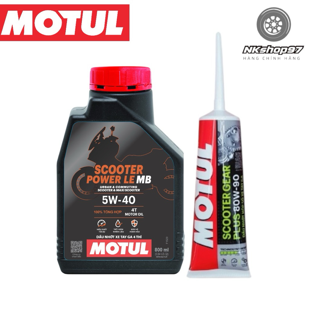 Motul Scooter Power Le 5W40 Scooter oil Combo + ยาง Motul