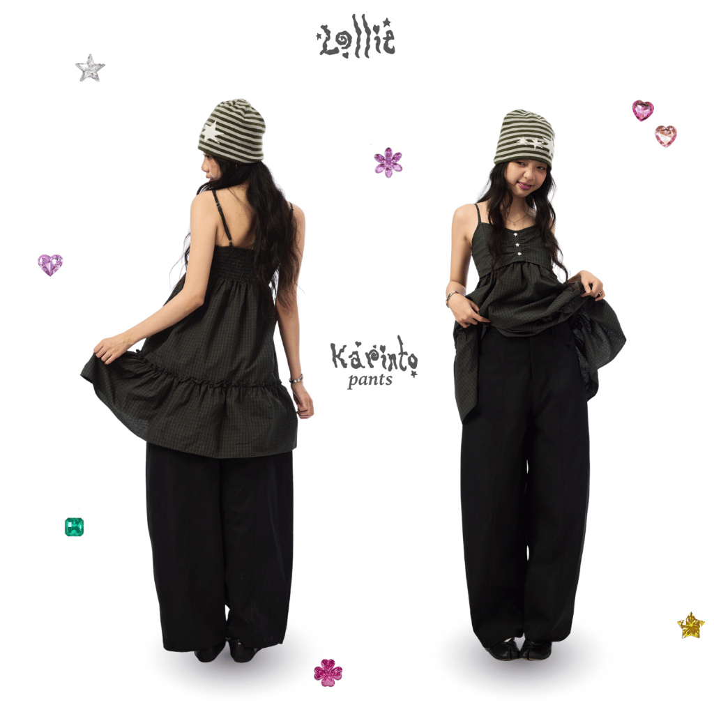 LOLLIE STUDIO - กางเกง Karanto TKQ59 ขากว้างผู้หญิงสีกากีculottes