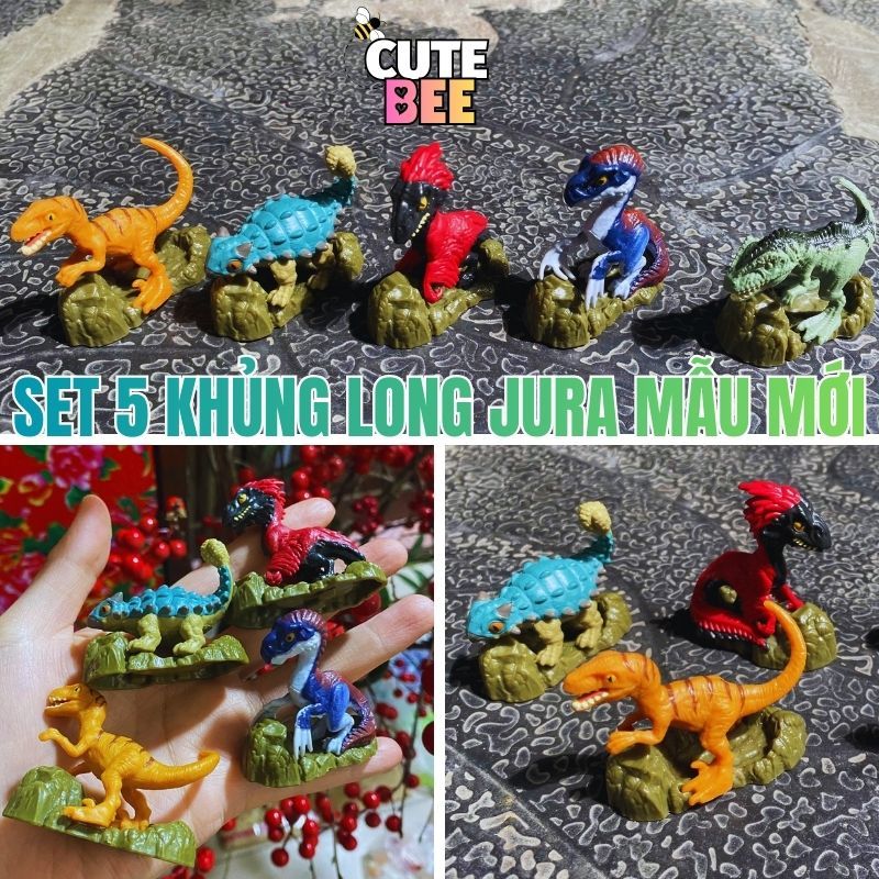 ชุดโมเดลไดโนเสาร์ Jurassic World 5 ชิ้น พร้อมฐานหญ้า surplus - ของเล่น CUTE BEE