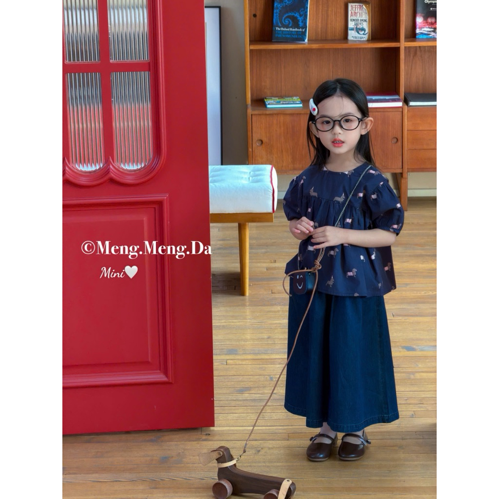 [90-130] ชุดกางเกงดาวน์ Babydoll LunaClassy Blue MIN922F