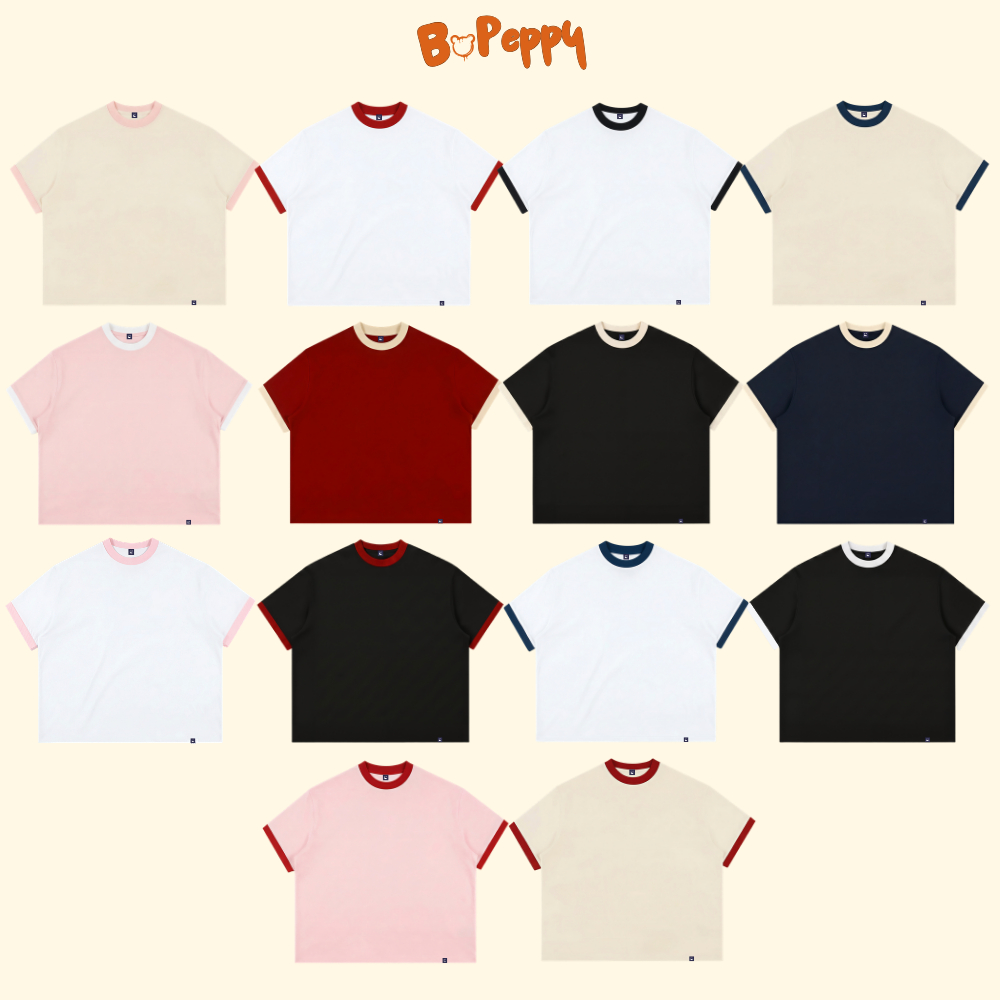 Boxy Ringer BOPEPPY BP93 Plain Code - เสื้อยืดแขนสั้นคอปกผ้าฝ้าย 2 ทางอินเทรนด์