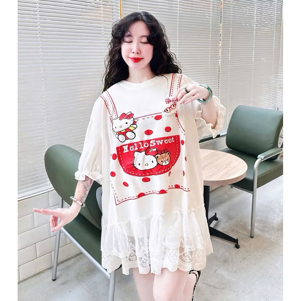 HUI HUI Newtag ชุดเดรสคิตตี้ลูกไม้