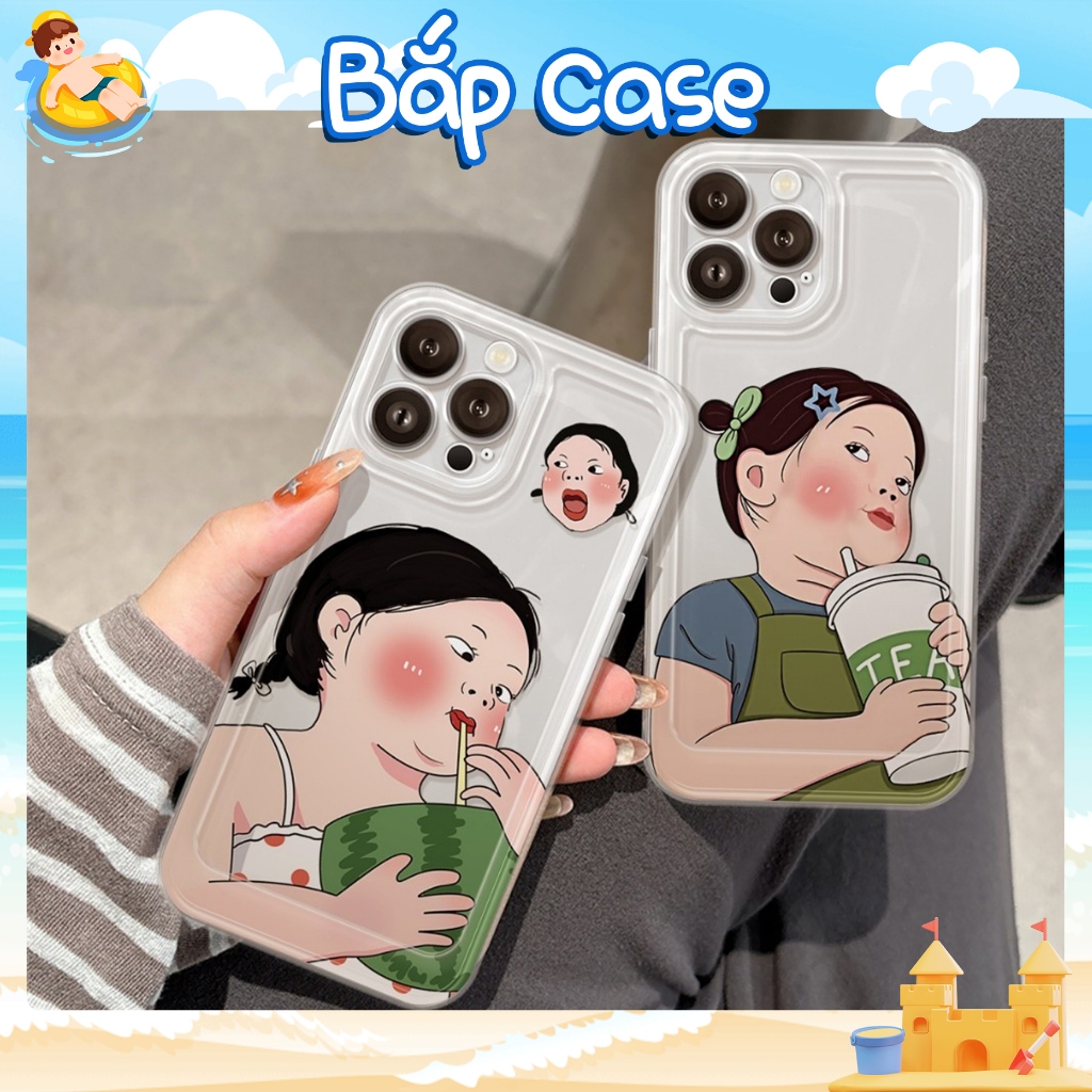 เคส IPhone Drink ขอบตรงโปร่งใส กันกระแทก ป้องกันกล้อง - iP 7/8/X/XS/11/12/13/14/15/16/17/Plus/Pro/Ma