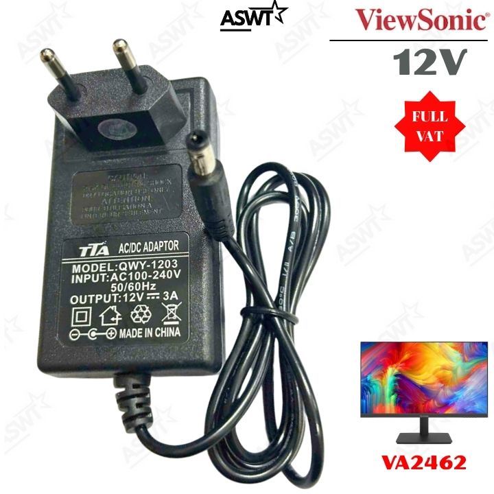 สายไฟ 12V สําหรับ Viewsonic VA2462 VA2462-H VA2462 HD จอภาพ - พร้อม BELT, อะแดปเตอร์มอนิเตอร์ viewso