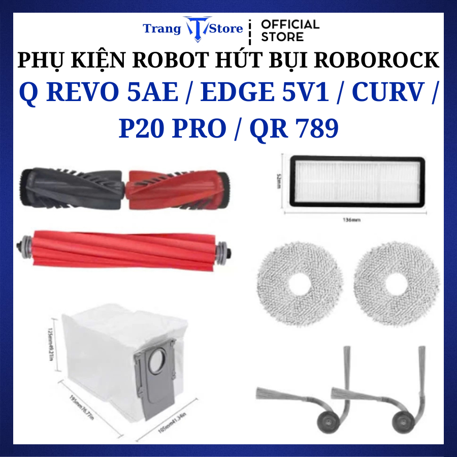 อุปกรณ์เสริมเครื่องดูดฝุ่นหุ่นยนต์ Roborock Q Revo 5AE, Edge 5V1, Curv, P20 pro, QR 789 แปรงหลัก, ตั