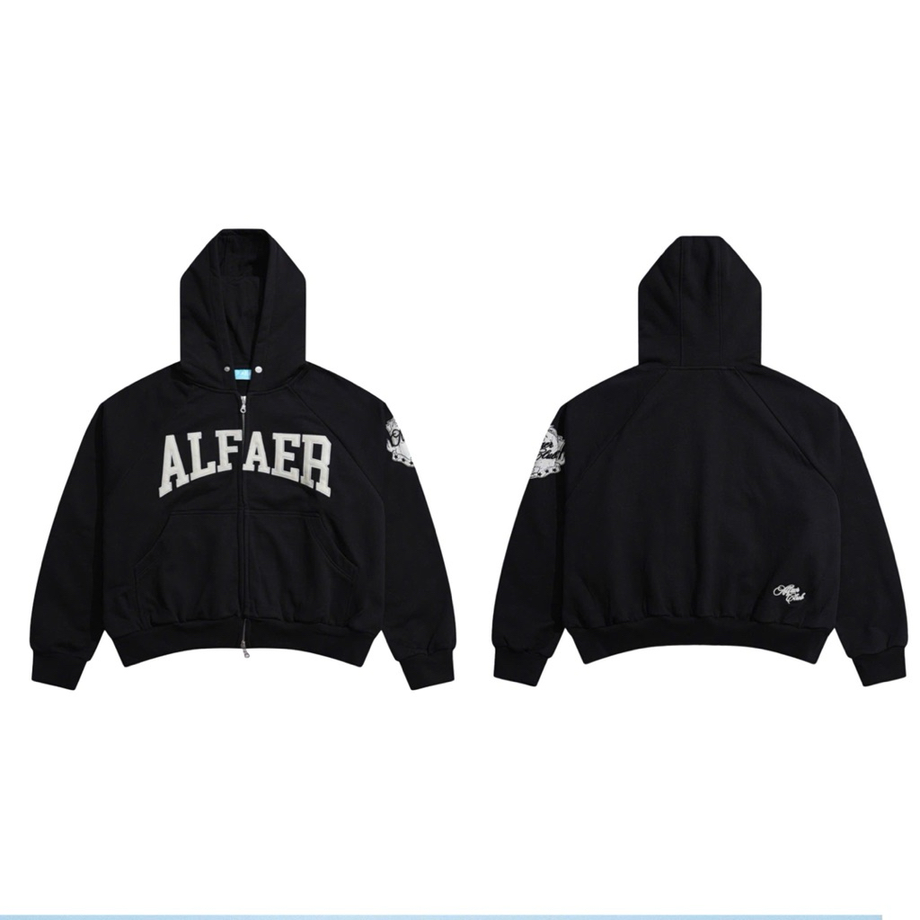 ALFAER CUPPER RAGLAN HOODIE ZIP Zip Hoodie - สีดํา/GREY