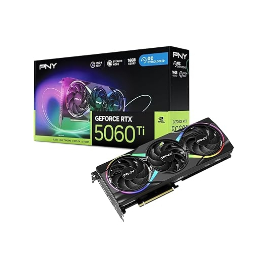 PNY RTX 5060 Ti 16GB EPIC-X RGB OC GDDR7 VGA การ์ด LIKE ใหม่กล่องยี่ห้อ 11/2028