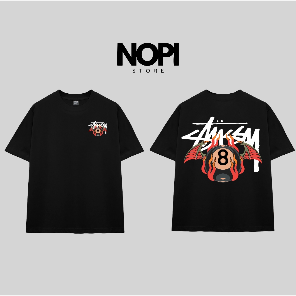 STU BAT 8 BALL เสื้อยืดสําหรับผู้ชายและผู้หญิง UNISEX คุณภาพสูงผ้าฝ้ายผ้า 280GSM THICK - NOPI STORE