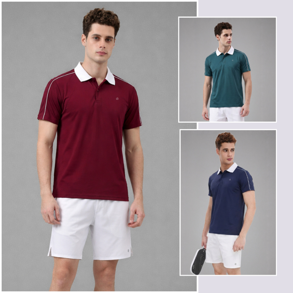 เสื้อโปโลผู้ชาย LV26S04M232 Neckline เสื้อโปโลกีฬาผู้ชายยืดหยุ่นเพื่อความสบาย