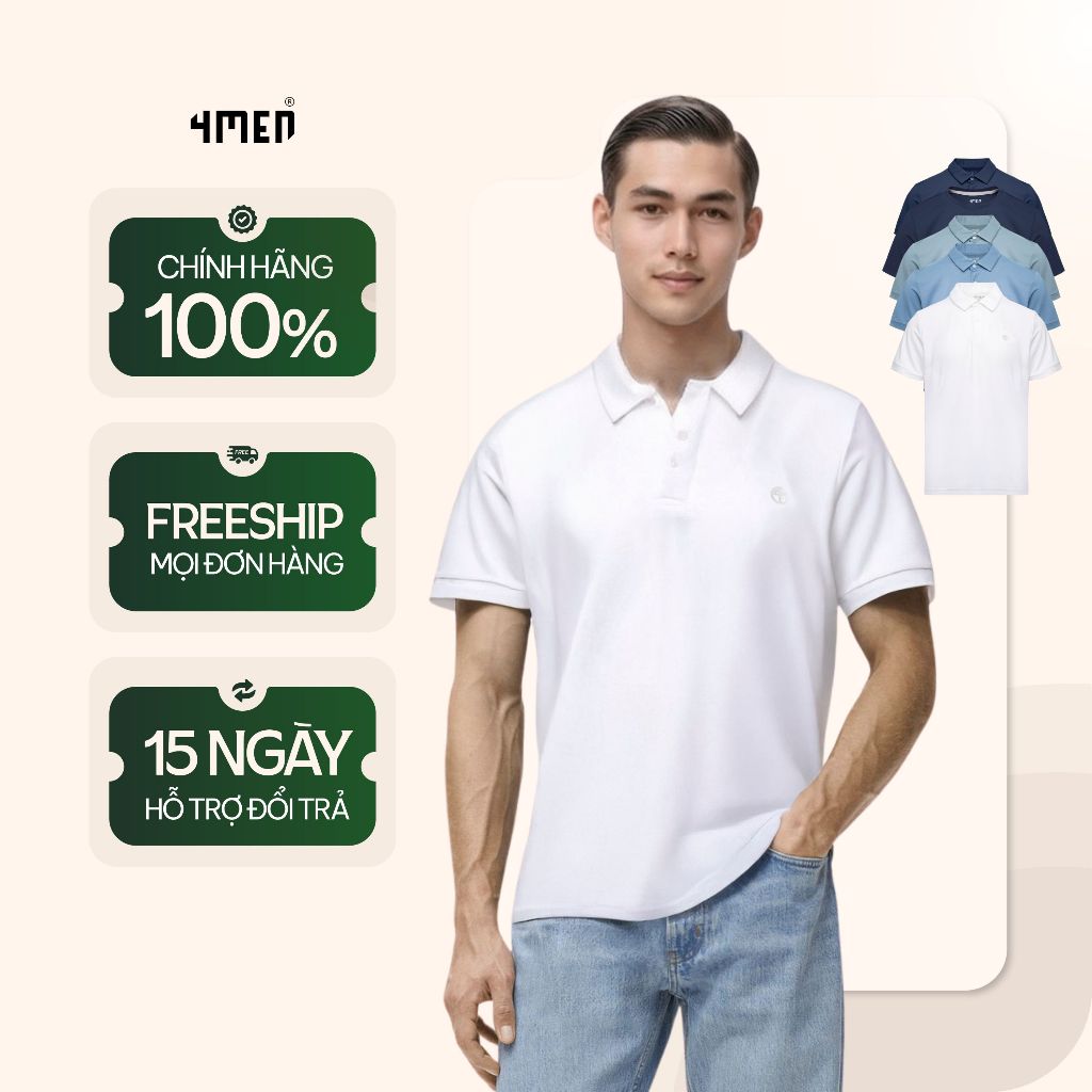 เสื้อโปโลกีฬาพิมพ์ลายโลโก้ 4M Round Regular Form PO171 นุ่ม ระบายอากาศได้ดี ยางยืด ดูดซับเหงื่อ ราคา