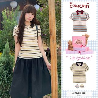 [AI NGOÀI EM] Áo Polo Kẻ Sọc Phối Cổ 𝑩𝒚𝒄𝒂𝒎𝒄𝒂𝒎 Form Fit Nữ Tính APN493