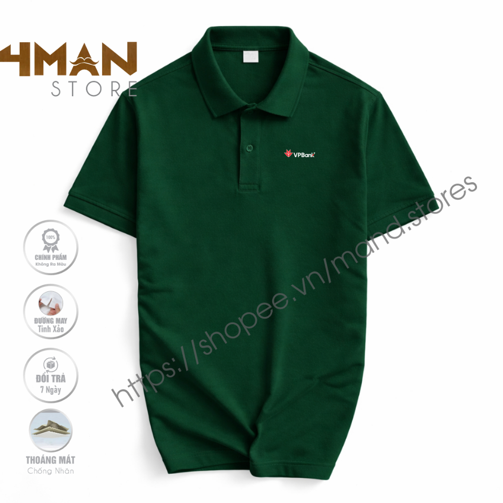 VPBank Bank Polo T-shirt - ผ้าจระเข้ CVC พรีเมี่ยม หนา เนียน เย็นสบาย ต่อต้านริ้วรอย - 4Man Store