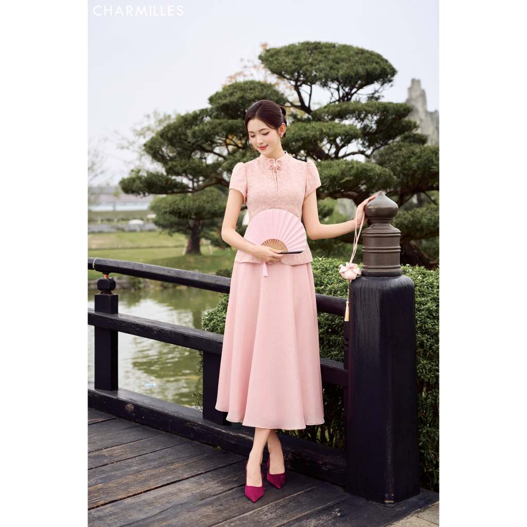 CHARMILLES Set เสื้อยืดคอบิดและเอว - กระโปรงบาน 26MA047HN - 26MC022.5HN