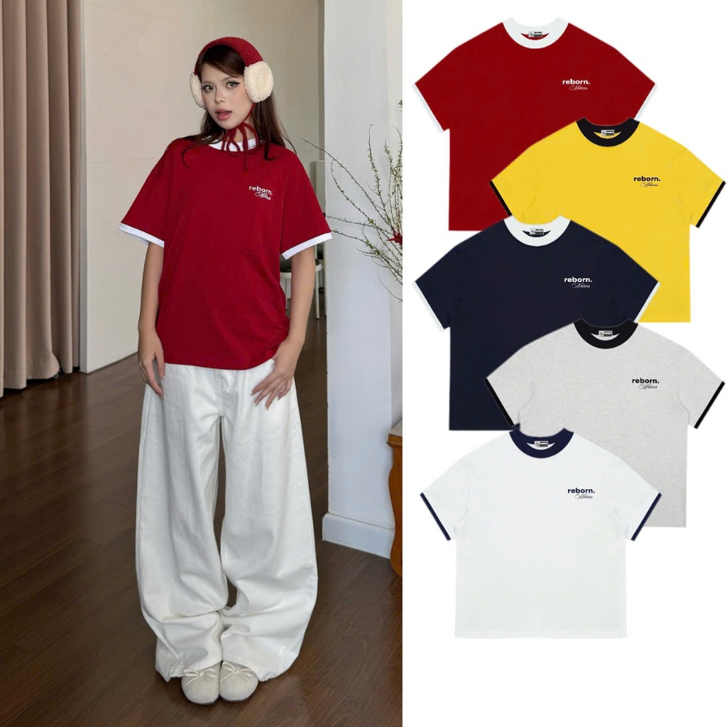 AB HOUSE - REBORN เสื้อยืดทรงกล่องสําหรับผู้ชายและผู้หญิง