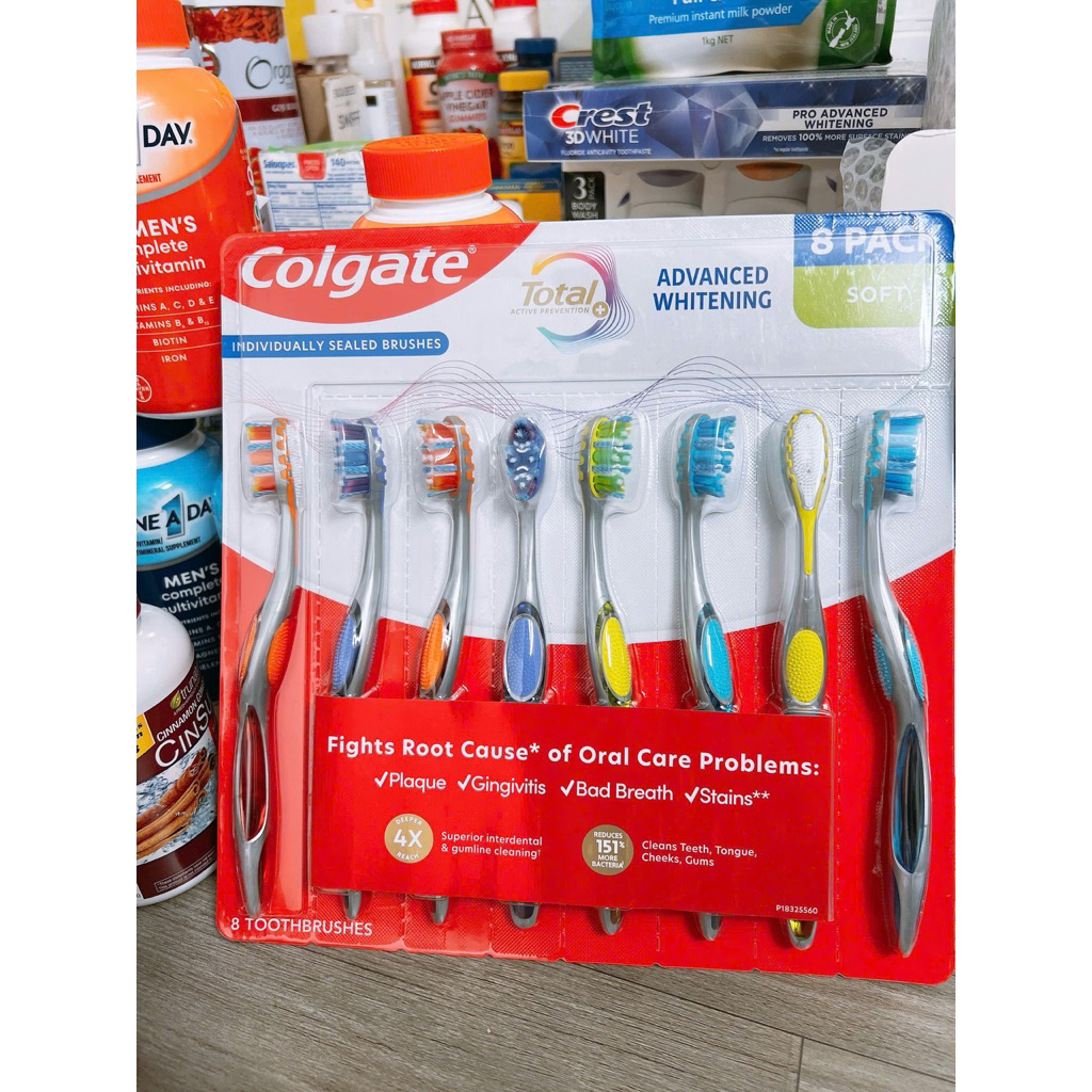Set 8 Colgate Total Advanced Whitening Brushes USA - รุ่นใหม่