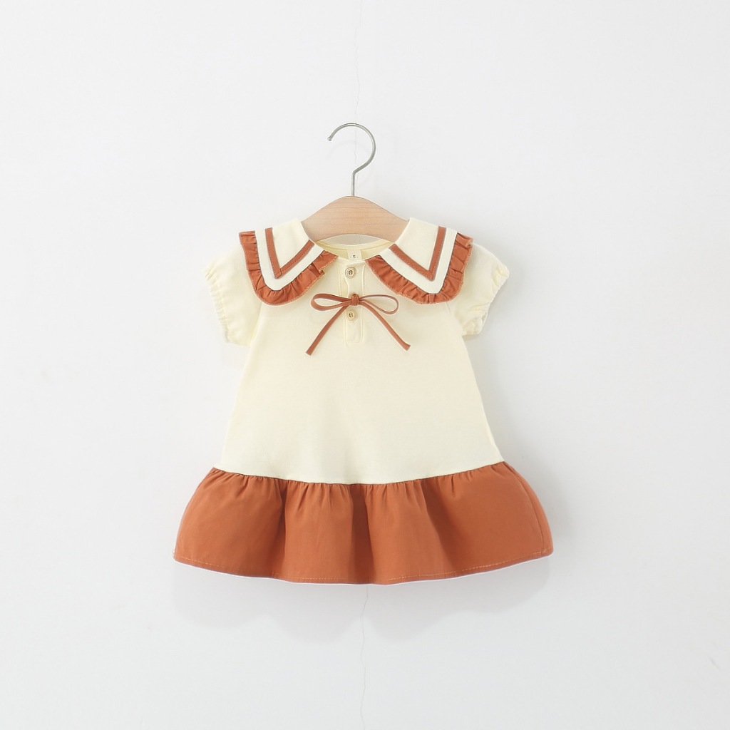 ชุดเดรสเด็กผู้หญิงคอปกกะลาสีสีทึบ 9th-3 ปี D1262 ฟักทองน้อย