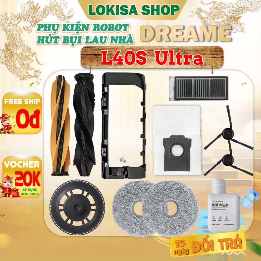 Dreame L40S Ultra Robot Vacuum Cleaner Accessories - แปรงด้านข้าง/ ผ้าทําความสะอาด/ ตัวกรองสําหรับเค