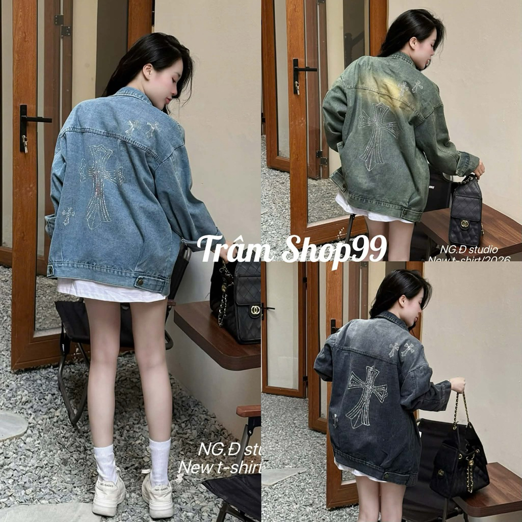 Loose Form Soft Jean Cross Marked Jean Jacket