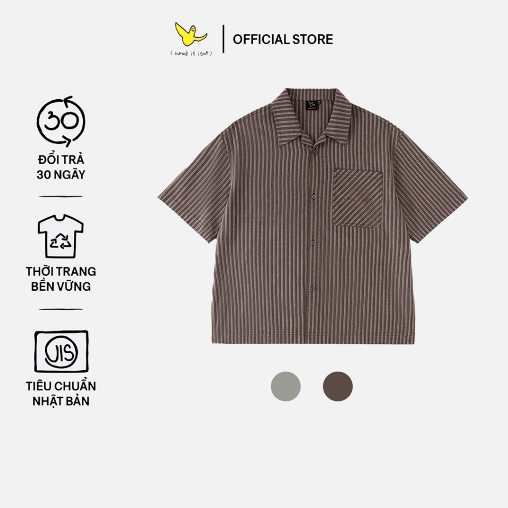 Boxy Wii Oxford Cotton Striped Shirt - What it isNt