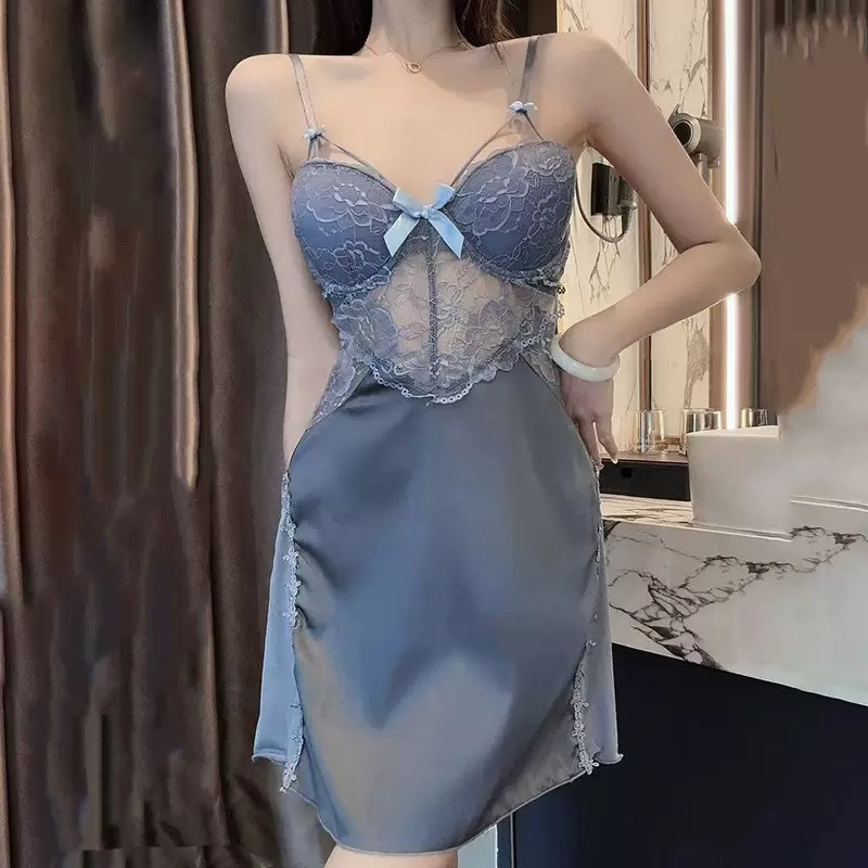 HT181 ชุดนอนลูกไม้เซ็กซี่มีโครงและ PADDING ชุดนอนผ้าไหมเปลือยเซ็กซี่ HT181 ราคา ถูกที่สุด ดีลบีเคเค แกลเลอรีภาพที่ 7