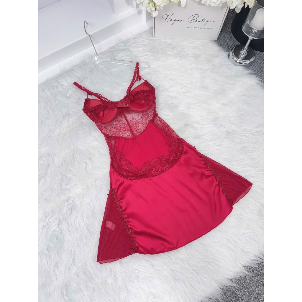 HT181 ชุดนอนลูกไม้เซ็กซี่มีโครงและ PADDING ชุดนอนผ้าไหมเปลือยเซ็กซี่ HT181 ราคา ถูกที่สุด ดีลบีเคเค แกลเลอรีภาพที่ 8