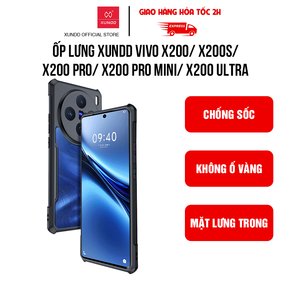 XUNDD เคส Vivo X200/ X200s/ X200 Pro/ X200 Pro Mini/ X200 Ultra - ขอบ TPU กันกระแทก หลังใส