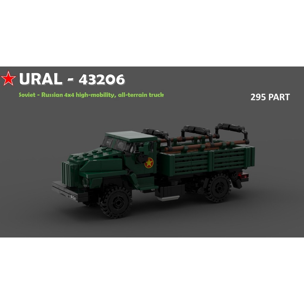 Ural Truck Moc assembly Toy - 43206 1/45 scale, ของเล่นรถบรรทุก Moc ural 4320 พร้อมสติ๊กเกอร์