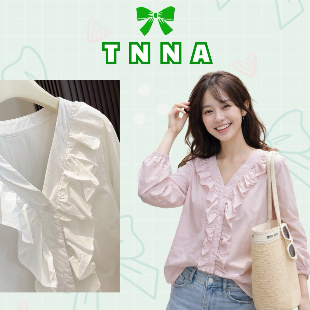 TNA_QC เสื้อเชิ้ตผู้หญิง V คอเร้าใจแขนยาว – เสื้อเชิ้ตผู้หญิงสไตล์เกาหลีหรูหรา