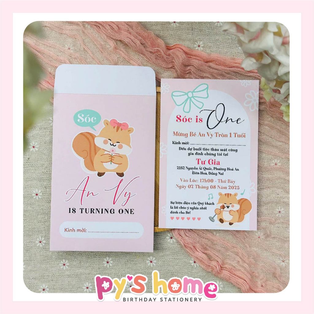 การ์ดวันเกิดและวันเกิด - การ์ดพิมพ์ชื่อ Baby ''Squirrel (ราคา 1 ใบ)