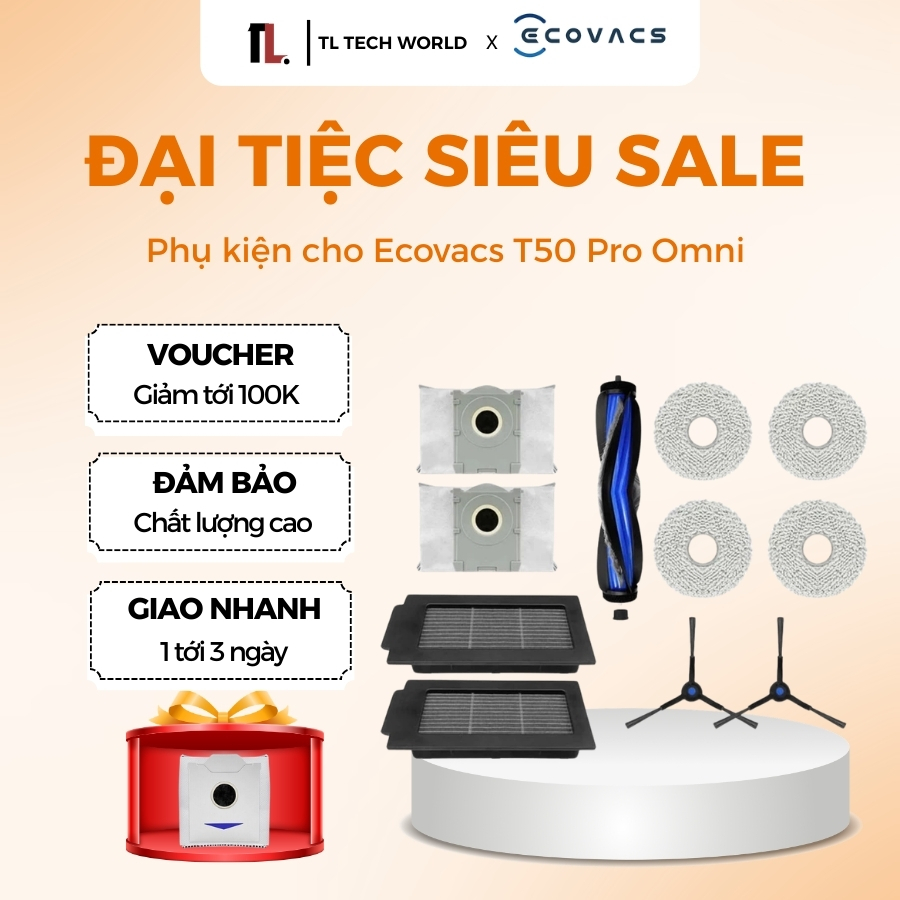อุปกรณ์เสริม Ecovacs T50 Pro Omni สําหรับเครื่องดูดฝุ่นหุ่นยนต์ - สินค้าคุณภาพสูง 100% - TL Tech Wor