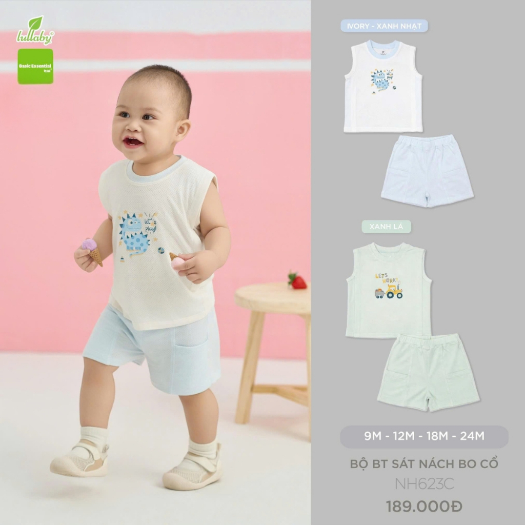 Lullaby NH623C Boys Underarm Collar Set – ชุดฤดูร้อนเย็นสําหรับเด็ก 9M-24M