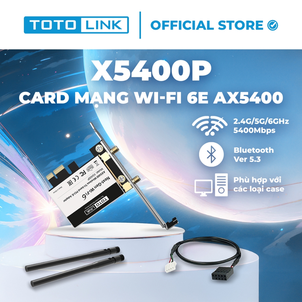 [Fire] TOTOLINK X5400P Wi-Fi 6E AX5400 การ์ดเครือข่าย Wi-Fi + บลูทูธ 5.3 | 3 สาย 2.4G/5G/6GHz