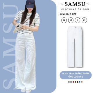 [ĐỌC KỸ MÔ TẢ] Quần jean TRẮNG ỐNG LOE form rộng dài chùm phủ chân Hàn Quốc OLDSCHOOL Q7767 Samsu.clothing_Saigon
