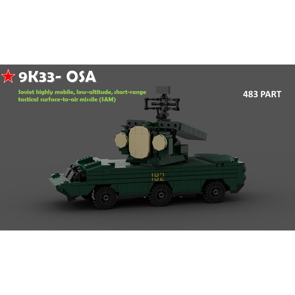 9K33 Osa ของเล่นประกอบรถจรวด สเกล 1/45 ของเล่น moc non osa พร้อมสติ๊กเกอร์
