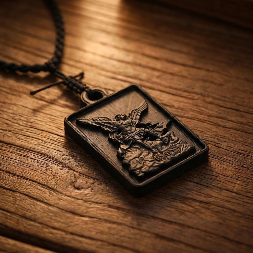 สร้อยคอผู้นํา Ebony Micae Angel - ของขวัญคาทอลิก