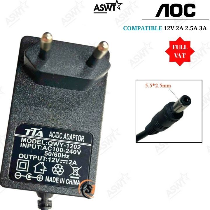 เครื่องชาร์จไฟ 12V สําหรับ AOC 27B10H 27B10H2 27B15H2 24G10E 25G10E จอภาพ - พร้อม BELT