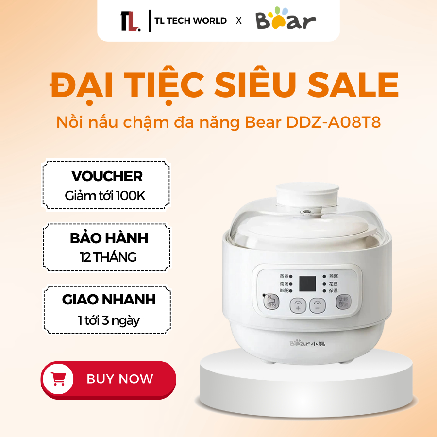 Bear DDZ-A08T8 หม้อตุ๋นมัลติฟังก์ชั่น - ความจุ 0.8L - TL Tech World