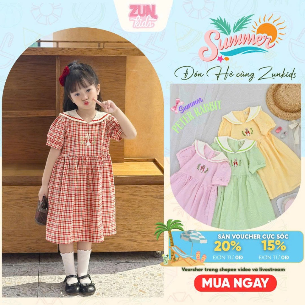 ชุดเดรสเด็กผู้หญิง Peter Rabbit AZD512 | ชุดเดรสคอปกกะลาสีกระต่ายน่ารัก | ออกไปข้างนอก ไปโรงเรียน วั